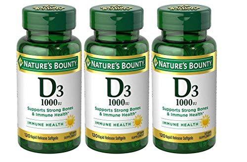 Nature's Bounty Vitamin D3 Pills and Supplement, Supports Bone Health and Immune System, 1000iu, 120 Softgels, 3 Pack Nature's Bounty Vitamin D3 Pills and Supplement, Supports Bone Health and Immune System, 1000iu, 120 Softgels, 3 Pack