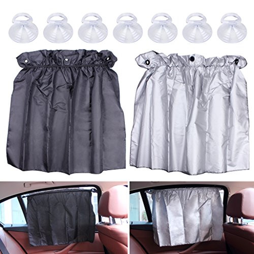Car Side Window Curtain,EFORCAR Adjustable Sun Shade Car Curtain Flexible Car UV Protector Side Window Cloth Curtain Sun Block Vehicle Suction Cup Car Shades for Babies-1 Pairs