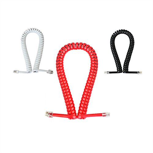 Kaleve 3pcs Coiled Telephone Phone Handset Cord Cable Handset Phone Telephone Cord Wire Cable Coiled Phone Telephone Line Cord Cable 6.5ft (White Red Black)