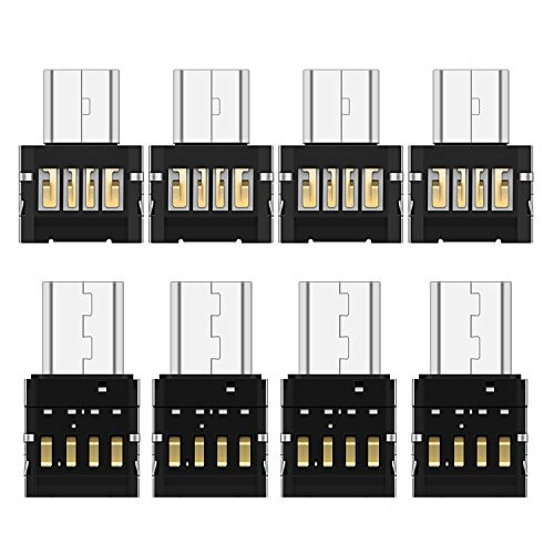8 Pcs DM Micro USB 2.0 OTG and Type-C to USB 2.0 OTG Adapters, AFUNTA 4 pcs Micro USB to USB 2.0 connectors and 4 pcs USB-C to USB 2.0 Converters for Smartphone Tablet USB Cable Flash Disk - Black