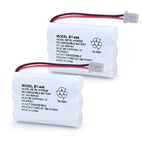 QBLPOWER BT446 BT-446 Cordless Phone Battery BP-446 BP446 BBTY0503001 BT-1004 BT-1005 Compatible with Uniden Telephone GE-TL26402 BT-504 CPH-488B Rechargeable 3.6V 800mAh Ni-MH (2 Pack)