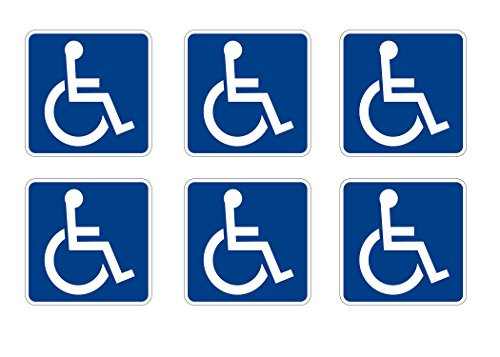 Disabled Wheelchair Symbol ADA Compliant Handicap Access Sign Pack of 6 3 X 3 Inch Blue Window Sticker Decal