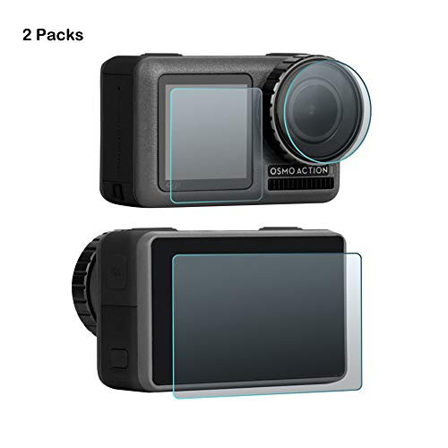 RC GearPro 9H Tempered Glass Protective Film Screen Compatible with DJI OSMO Action Camera Protector Lens Accessories (2 Packs)