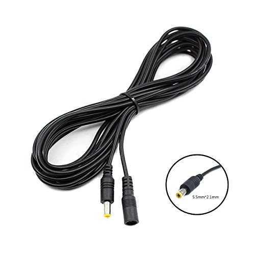 Xenocam Power Extension Cable 16.5ft 2.1mm x 5.5mm Compatible with 12V DC Adapter Cord for CCTV Security Camera IP Camera Standalone DVR (5.5mm DC Plug 16.5ft Black)