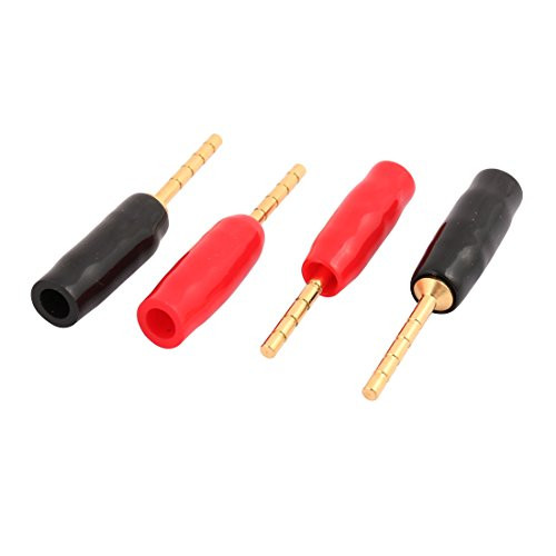 uxcell 4Pcs 2mm Banana Plug Pin Screw Type Audio Speaker Cable Connector Gold Plated
