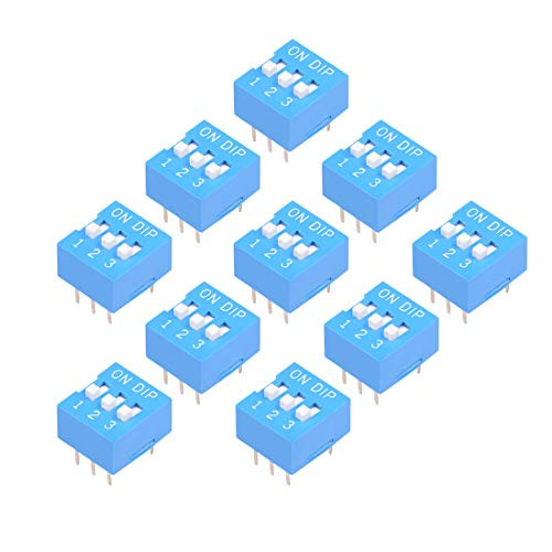uxcell 10 Pcs Blue DIP Switch Horizontal 12 3 Positions 2.54mm Pitch for Circuit Breadboards PCB