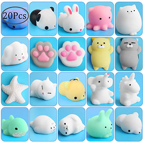 Outee Squishy Animal Toys Stress, 20 Pcs Mochi Squishy Stress Relief Toy Mochi Animals Relief Stress Cats Squishy Stress Toys Mochi Squeeze Animal Kawaii Squishy Cat Kawaii Toys Squishy