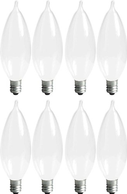 GE Lighting Soft White 66105 25-Watt, 215-Lumen Bent Tip Light Bulb with Candelabra Base, 8-Pack