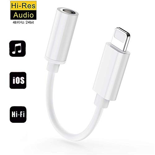 for iPhone Headphone Adapter Dongle Connector for iPhone Xs/Xs Max/XR/ 8/8 Plus/X / 7/7 Plus 3.5 mm Headphone Jack Adapter Aux Audio Jack Earphone Splitter Jack Stereo Cable Support iOS 12 System