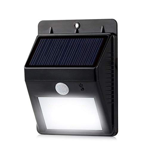 Solario Bright Solar Powered Wireless Outdoor LED Security Floodlights- 80 Lumen- No Tools Required Peel and Stick- Motion Activated- Black
