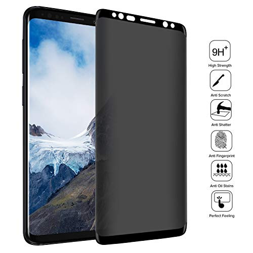 VitaVela Galaxy S8 Privacy Tempered Glass Anti-Spy Screen Protector [3D Curved] [Case Friendly] [9H Hardness] for Samsung Galaxy S8 (5.8) Black
