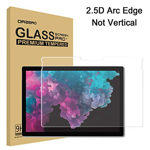 Orzero for Microsoft Surface Pro 6 / Surface Pro (5th Gen) / Surface Pro 4 Tempered Glass Screen Protector, 9 Hardness HD Anti-Scratch Full-Coverage [2.5D Arc Edges] [Lifetime Replacement Warranty]