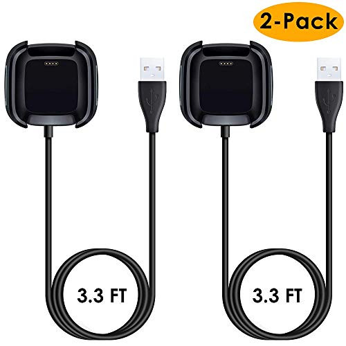 NANW Charger Compatible with Fitbit Versa/Versa Lite Edition (2-Pack), USB Replacement Charging Cable Dock Cord Station Cradle Adapter Accessories Compatible with Fitbit Versa Smartwatch