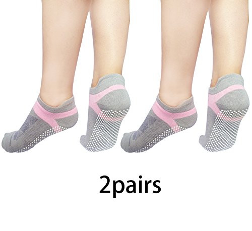 YSense 2 Pairs Womens Yoga Socks, Non Slip Skid Barre Pilates Ballet Socks with Grips