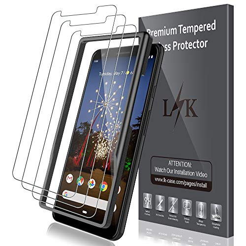 LK [3 Pack] Screen Protector for Google Pixel 3a, Tempered Glass [Frame Installation][HD-Clear][Anti-Scratch] with Lifetime Replacement Warranty