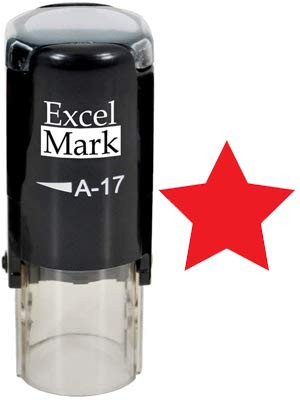 Round Teacher Stamp - Solid Star - RED Ink