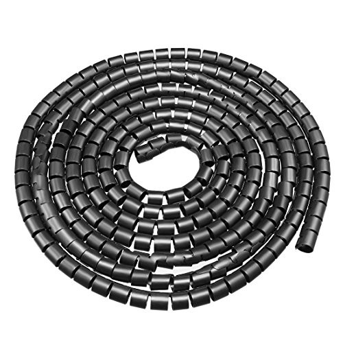 uxcell 10mm Flexible Spiral Tube Cable Wire Wrap Computer Manage Cord Black 3Meter