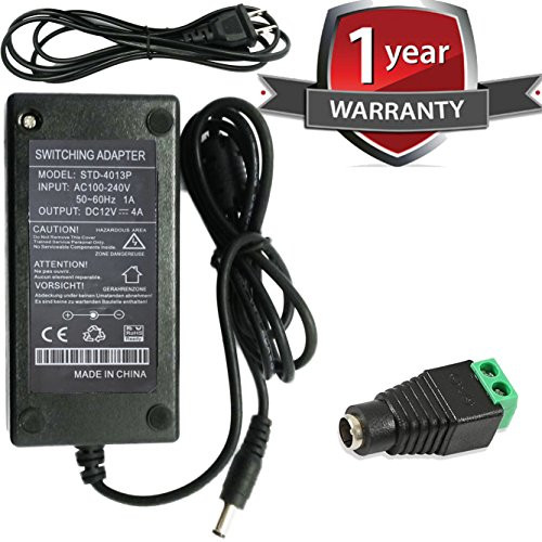 VENTECH DC 12V 4A Power Supply Adapter AC 100-240V to DC 12V Transformers, Switching Power Supply for 12V 3528/5050 LED Strip Lights 48W More Power Than Regular 12 Volt 1 Amp 2a 2.1mm X 5.5mm