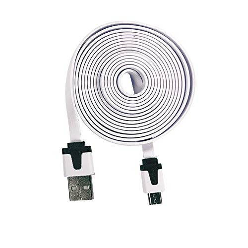 ReadyPlug Flat USB Cable for Amazon Echo Dot (2nd Generation) White Data/Computer/Sync/Charger Cable (Sky White, 6 Feet)