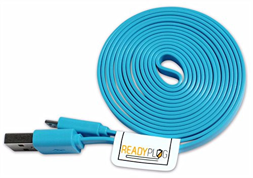 6ft ReadyPlug Flat USB Cable for LG GizmoPal 2 VC110 for Verizon Data/Computer/Sync/Charger Cable (Cotton Candy Blue, 6 Feet)