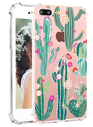 iPhone 7 Plus Case Cactus iPhone 8 Plus Case Hepix Cute Cactus Soft Clear TPU Flexible Protective Bumper Cover Case for iPhone 7 Plus iPhone 8 Plus