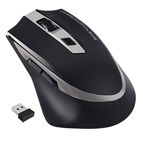 Wireless Mouse, Inphic Rechargeable Computer Mouse,6 Buttons Ergonomic Silent Mouse for Laptop, PC, Notebook, Computer, MacBook - Black