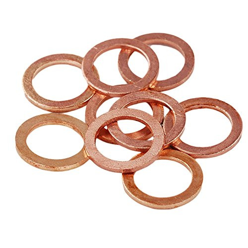 HIFROM 30pcs Copper Washers Flat Ring Sump Plug Oil Seal Gasket Sealing Fitting Washers Size M14 x 20 x 1.5