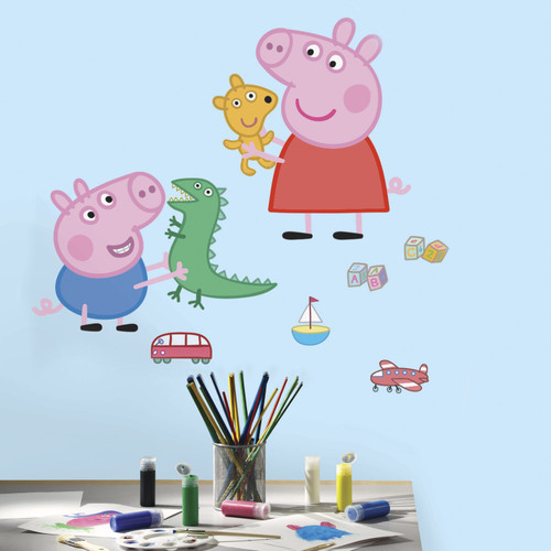 RoomMates RMK3185GM Peppa the Pig George Playtime Peel and Stick Giant Wall Decals