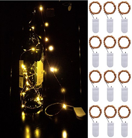 12 Pack LED String Lights Copper Wire Lights, DIGSELL Battery Operated 6.6ft(2M) 20 Leds Starry Fairy Lights Rope Lights For Seasonal Decoration Home Holiday Wedding Party (Warm white)