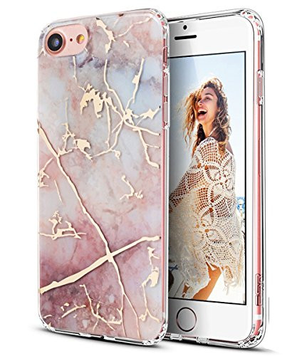 iPhone 6S Plus Case,iPhone 6 Plus Case,Spevert Marble Pattern Hybrid Hard Back Soft TPU Raised Edge Ultra-Thin Shock Absorption Protective Case for iPhone 6S Plus/iPhone 6 Plus - Color
