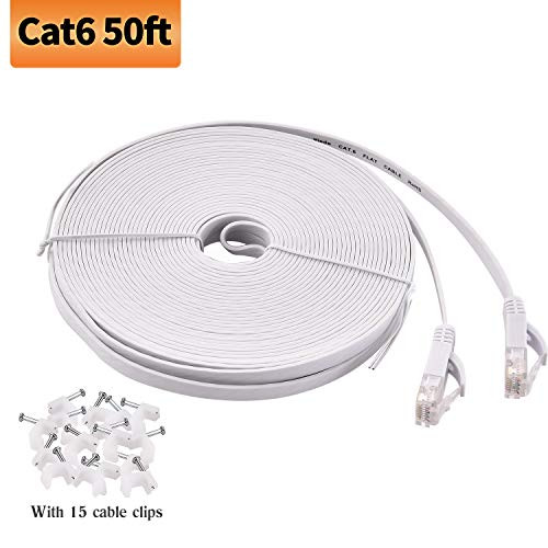 Viodo Cat 6 Ethernet Cable,Flat Internet LAN Patch Cable Cords, Cat6 Solid High Speed Computer Internet Cable with Clips, Rj45 Connectors Network Cable Faster Than Cat5e/Cat5