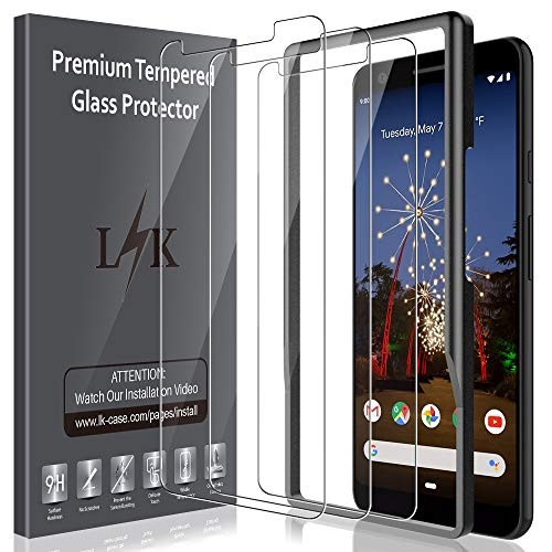 LK [3 Pack] Screen Protector for Google Pixel 3a XL, Tempered Glass [Frame-Installation] [HD Clear] [Anti-Scratch] with Lifetime Replacement Warranty