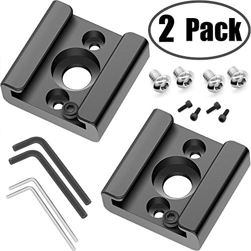2 Pack Cold Shoe Mount Adapter Cold Shoe Bracket Standard Shoe Type with 1/4" Thread Hole for Camera DSLR Flash Led Light Monitor Video and More 2 Pack Cold Shoe Mount Adapter Cold Shoe Bracket Standard Shoe Type with 1/4" Thread Hole for Camera DSLR Flash Led Light Monitor Video and More