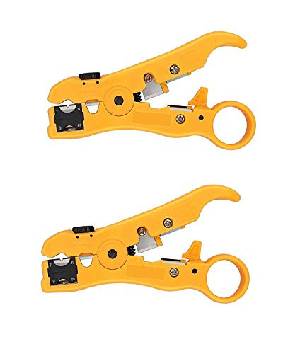 Universal Cable Stripper Cutter Coax Wire Stripping Tool for Flat/Round UTP Cat5 Cat6 Coaxial RG59 /6/7/11, 2 Pack