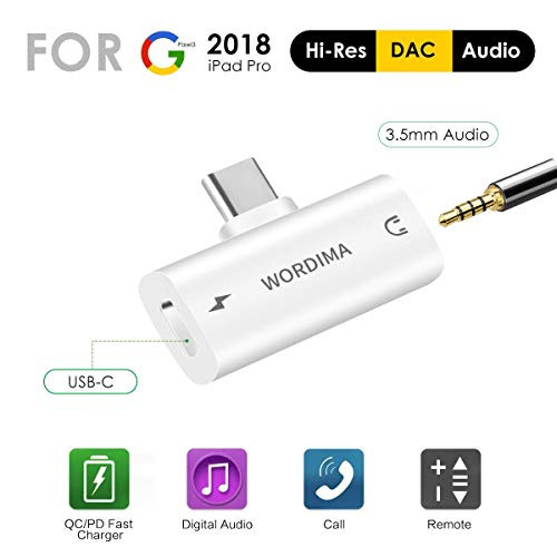 WORDIMA USB C to AUX Adapter,Type c to 3.5mm Digital and Headphone Fast Charger QC PD Adapter with DAC Hi-Res Compatible with Google Pixel 2/2XL/3/3XL,iPad Pro 2018,HTC Phone Aux to Type C WORDIMA USB C to AUX Adapter,Type c to 3.5mm Digital and Headphone Fast Charger QC PD Adapter with DAC Hi-Res Compatible with Google Pixel 2/2XL/3/3XL,iPad Pro 2018,HTC Phone Aux to Type C