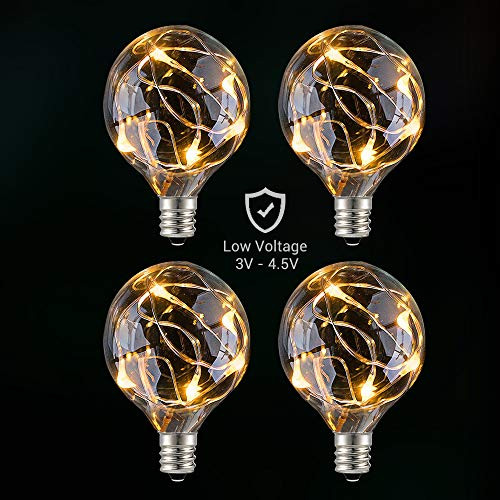 G40 LED Replacement Bulbs - Novtech LED G40 Globe Light Bulbs for LED Outdoor Patio String Lights - Weatherproof Non-Dimmable Energe Saving LED Bulbs E12 Screw Base - 4 Pack