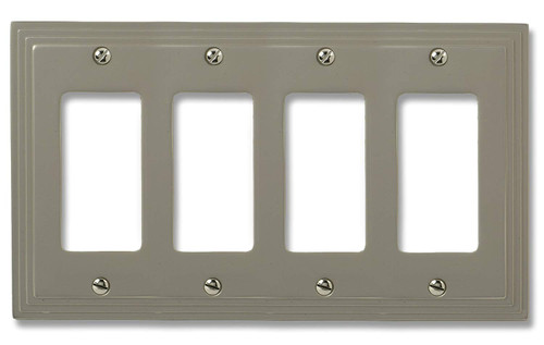 Amerelle 84R4N Steps Cast Metal Four Rocker/GFCI Wallplate, Satin Nickel