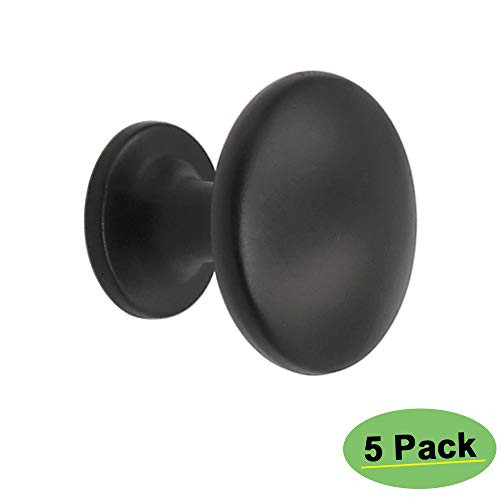 goldenwarm Round Cabinet Knobs Black 5 Pack Knobs for Dresser Drawers - HD6050BK Vintage Cabinet Knobs Black Drawer Knobs for Kitchen, Bathroom, Closet, Wardrobe