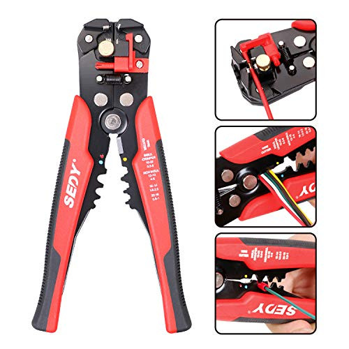 SEDY Wire Stripping Tool, Self-adjusting 8" Automatic Wire Stripper/Cutting Pliers Tool for Wire Stripping, Cutting, Crimping 10-24 AWG (0.2~6.0mm²)