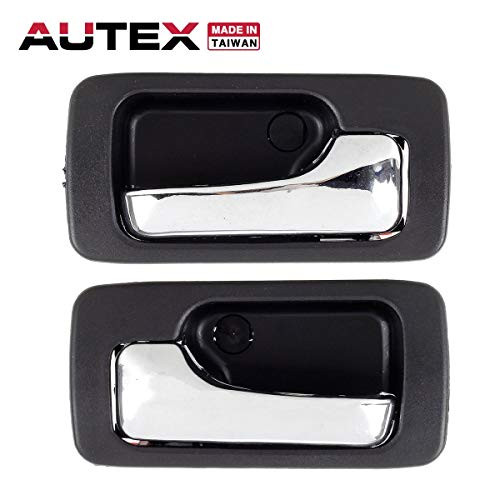 AUTEX 2pcs Black Exterior Door Handle (1pc Rear Left + 1pc Rear Right) Compatible with Honda Accord 1990 1991 1992 1993