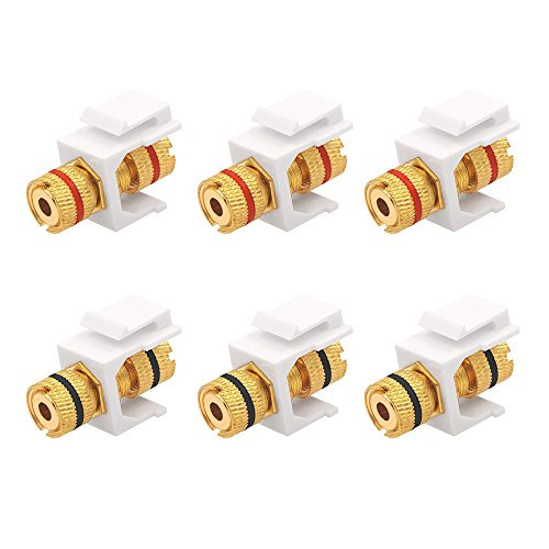 VCE 3 Pairs Banana Jack Binding Post Keystone Jack Insert with Black & Red Rings