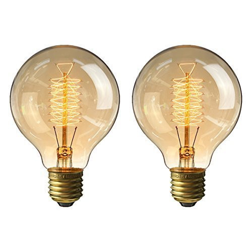 KINGSO Vintage Edison Bulb 60W Incandescent Antique Dimmable Light Bulb Dimmable for Home Light Fixtures Squirrel Cage Filament E27 Base G80 110V (2 Pack)