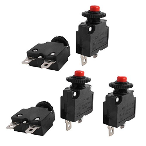 uxcell AC 125V/250V 15A Push Button Circuit Breaker for Air Compressor 5 Pcs