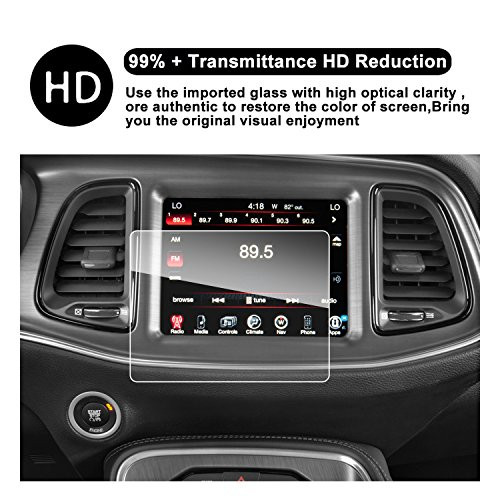 2011-2018 Dodge Charger Uconnect Touch Screen Car Display Navigation Screen Protector, RUIYA HD Clear Tempered Glass Car in-Dash Screen Protective Film (8.4 in)