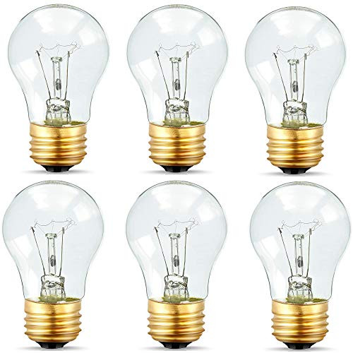 Appliance Light Bulbs 40 Watt A15, 120V Refrigerator Oven Bulbs, High Temp - E27/E26 Medium Base - Dimmable A15 Clear Ceiling Fan Bulbs, Warm White Incandescent Bulb, 400 Lumens Oven Light Bulbs