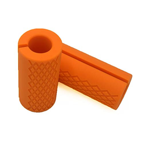 E2shop Dumbbell Grips, Fat Grips, Barbell Grips Thick Bar Adapter Muscle Builder Weightlifting Fat Grips (Orange)