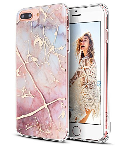 iPhone 7 Plus Case,iPhone 8 Plus Case,Spevert Marble Pattern Hybrid Hard Back Soft TPU Raised Edge Ultra-Thin Shock Absorption Protective Case for iPhone 7 Plus/iPhone 8 Plus - Colorful