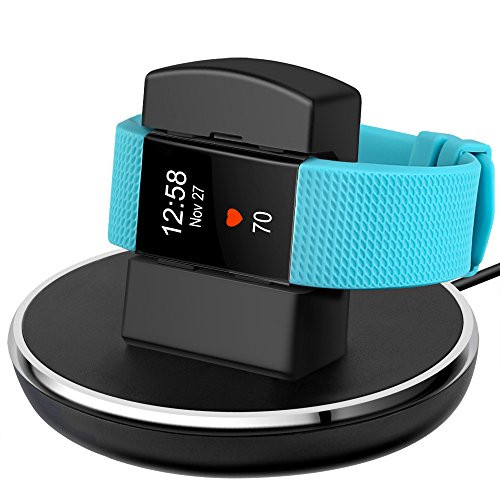EPULY Compatible with Fitbit Charge 2 Charger, Compatible with Fitbit Charge 2 Charging Replacement Accessories Stand Dock Station 3 ft Charging Cable Smart Watch Black