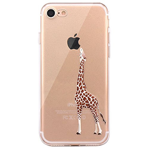 JAHOLAN iPhone 7 Case, iPhone 8 Case Amusing Whimsical Design Clear Bumper TPU Soft Case Rubber Silicone Cover for iPhone 7 iPhone 8 - Eating Giraffe