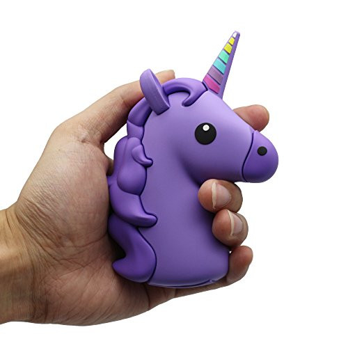 DBigness 2600mAh Purple Unicorn Cute Funny Cartoon PVC External Battery Portable Charger Backup Pack Power Bank for Smart Phones